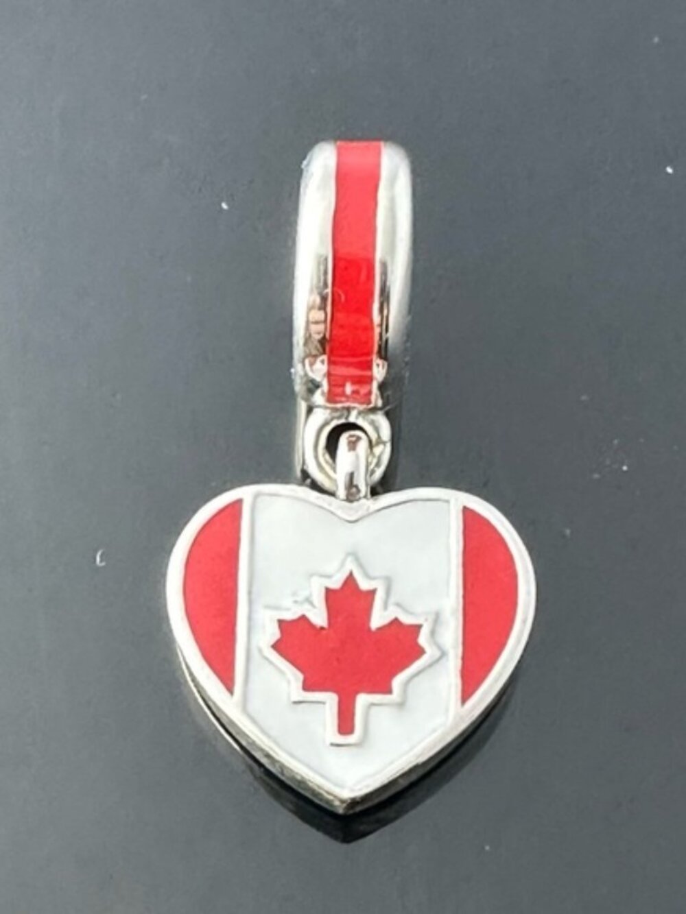 Pandora Canada Flag Maple Leaf Dangle Charm 925 Ale Silver